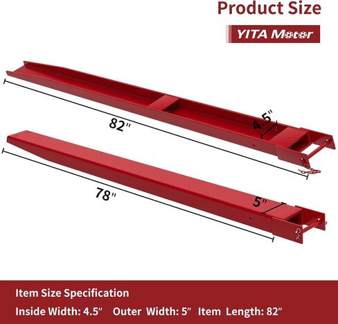 YITAMOTOR Pallet Fork Extension with Tire Chain 72 Inch Length 4.5 Inch Width, Heavy Duty Steel Pallet Extensions for Forklift Truck, Red in Saudi Arabia