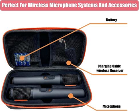 Carrying Case for JBL PartyBox Wireless Mic/Wireless Two Microphone System Cover, Receiver Battery Accessories Handheld Dual Mic Waterproof Bag for Singing Karaoke in Saudi Arabia