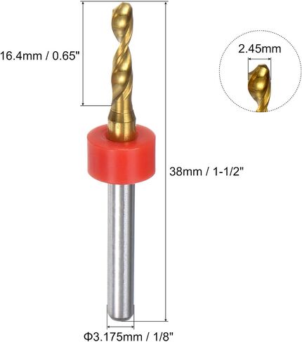 uxcell 10pcs PCB Drill Bits 1/8" Shank 2.85mm Titanium Coated Carbide Micro Twist Mini Drill Bits Set Rotary Drilling Tool for Print Circuit Board Jewelry CNC Engraving in Saudi Arabia