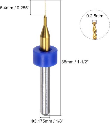 uxcell 10 قطع PCB لقم الثقب 1/8 بوصة ساق 1.45 مم من الكربيد المطلي بالتيتانيوم مايكرو تويست لقم الثقب الصغيرة مجموعة أداة الحفر الدوارة لطباعة لوحة الدوائر والمجوهرات النقش باستخدام الحاسب الآلي in Kuwait