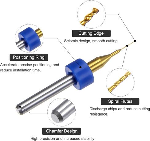 uxcell 10 قطع PCB لقم الثقب 1/8 بوصة ساق 1.45 مم من الكربيد المطلي بالتيتانيوم مايكرو تويست لقم الثقب الصغيرة مجموعة أداة الحفر الدوارة لطباعة لوحة الدوائر والمجوهرات النقش باستخدام الحاسب الآلي in Kuwait