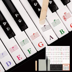 88 Keys Upgraded Black Removable Piano Keyboard Note Labels,General Accessories Staff Boards,Reusable,with Case