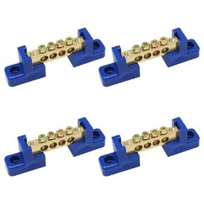4PCS Grounding Bus Bar 4 Positions Terminal Block Ground Bus Bar Brass Wire Screw Terminal Electrical Bus Bars OLA002-4K