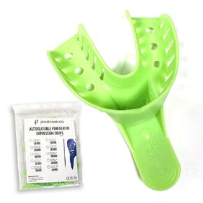 Dental Impression Trays Medium Upper - Autoclavable Perforated Impression Tray Set - Size Number 3 (Bag of 12) by PlastCare USA