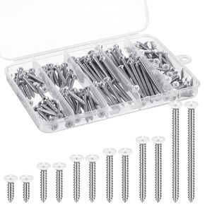 150PCS White Head Screws #6 White Screws 2",1-1/2",1-1/4",1",3/4",1/2" Size White Wood Screws Assortment Kit for Shutters,Book Shelf,Wall Plate,Shiplap,Blank Plates