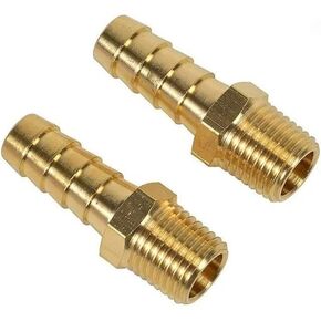 2Pcs Brass Hose Barb Fittings 3/8" Barb x 1/4" NPT Male Pipe Fittings Adapter，Hose Fittings