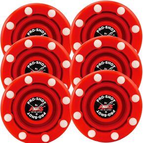 6 Pack of IDS Roller Hockey Puck Pro Shot (Red)