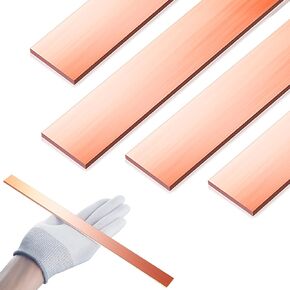 4PCS C110 Copper Flat Bar,0.08" Thickness X 0.4" Width X 15.7" Length Copper Flat Bar Stock,Pure Copper Flat Bar