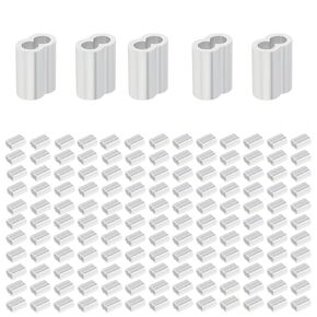 200PCS Aluminum Crimping Loop Sleeves, Cable Crimps Ferrules Sleeve for Diameter Stainless Steel Wire Rope Clamp Fittings (3/32")