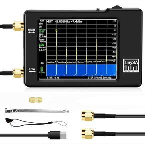 TinySA Spectrum Analyzer,Handheld Tiny Spectrum Analyzer 2.8inch Touch Screen,0.1MHz~ 960MHz Portable Frequency Analyzer with 4 Input/Output Modes,2-in-1 Signal Generator with Battery