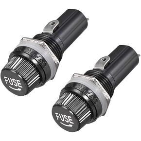 uxcell Screw Cap Panel Mounted 5 x 20mm Fuse Holder AC 125V/15A 250V/10A Black 2Pcs