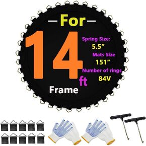 استبدال حصيرة الترامبولين (قطر السجادة: 151 بوصة) يناسب إطارًا بطول 14 قدمًا، مع 84 حلقة على شكل حرف V تناسب مقاس 5.5 بوصة، مقاومة للأشعة فوق البنفسجية، مع خطافين وزوجين من القفازات المضادة للانزلاق، مجموعة إبزيم حلقي مثلث in Kuwait