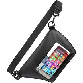 F-color Waterproof Bag for Kayaking - Waterproof Crossbody Chest Bag Keep Your Valuables Safe and Dry, Waterproof Sling Bag with Clear Windows for Phone Screen Touchable and Taking Photos, Black