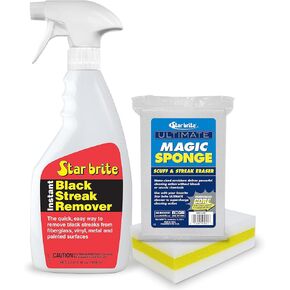Star brite Instant Black Streak Remover - Dissolve Grease, Oil, Smoke & Exhaust Stains on Fiberglass, Vinyl, Metal, Plastic & Painted Surfaces - Spray On, Wipe Off