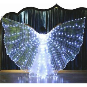 LED Belly Dance Wings With Stick,LED Lights Belly Dance Isis Wings Glowing Performance Clothing for Carnival,Stage,Halloween,Christmas