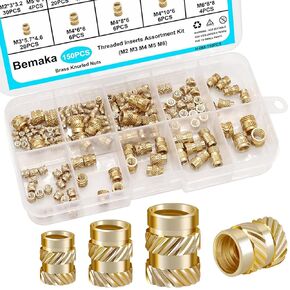 150PCS Threaded Inserts Assortment Kit, M2 M3 M4 M5 M6 Female Thread Brass Metric Knurled Nuts, Heat Set Insert for Plastic Parts & 3D Printing Components H-068-150PCS
