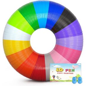 3D Pen Filament Refills 15 Colors, 16 ft per Color Total 240 ft, 1.75 mm PLA Compatible with SCRIB3D MYNT3D 3D Pen Comes with 2 Finger Caps & 3D Pen Template Book [3D Pen NOT Include]