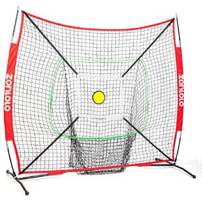 6x6ft Portable Baseball & Softball Net for Hitting and Pitching, with Sturdy Bow Frame and Carry bag, Special Circular Target and Strike Zone for Accurate Throwing practice, Great for Kids