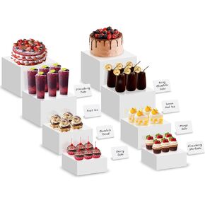 Buffet Risers, 8Pcs Dessert Table Display Set, Acrylic Risers Display Stands, Catering Supplies Buffet Display - 2 Set (6", 6.5", 7", 8'')