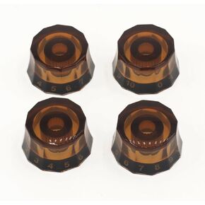 4Pcs Lampshade Style Electric Guitar Knobs, Speed Control Volume Tone Knobs for PRS, LP, SG, Les Paul Guitars - Clear with Black, 18 Spline, Guitar Accessories & Replacement Parts