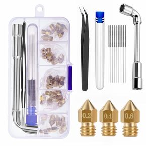 30pcs 3D printer nozzles mk8 nozzle Brass + Stainless steel 0.2mm 0.4mm 0.6mm for Ender 3 V2 /Ender 3/Ender 3 Pro/Ender 3 Max/Ender 5 Pro/Ender 3 S1/Ender 3 Neo/CR 10 Seriesand so on…