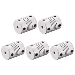 uxcell 4mm to 6.35mm Aluminum Alloy Shaft Coupling Flexible Coupler Motor Connector Joint L25xD19 Silver,5pcs