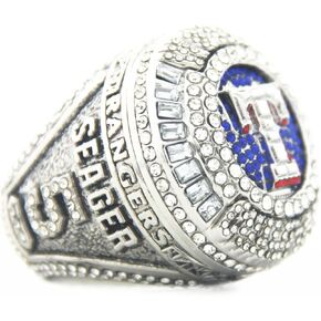 5 # SEAGER Perfect 2023 TEX World Replica Champions Ring مع صندوق خشبي فاخر من الجوز الأسود هدايا للنساء والرجال والأطفال والأولاد والآباء in Kuwait