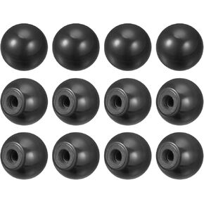 uxcell 12Pcs Threaded Ball Knobs, M6 Female Thread Thermoset Ball Knob 0.98'' Dia Black Round Operation Ball Handles Embedded Threaded Knob for Machine Handle Tool Replacement