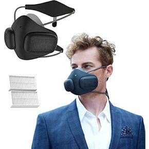 Face Mask - Dual Fan - Replaceable HEPA Filters - Adaptable Silicone Seal - 3 Speed Settings - No App required