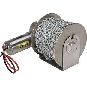 Seachoice 53724 Model 1500SSS Deluxe Stainless-Steel Drum Winch Kit – for Boats Up to 26 Feet – includes 338 Feet of Rope and Chain