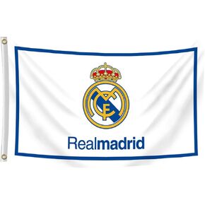 Real Madrid Flag Banner 3x5 feet Soccer Durable Indoor or Outdoor Football Soccer 2 Grommets(Duplex printing,Bright & Vibrant 150D Polyester,Brass grommet design is durable)