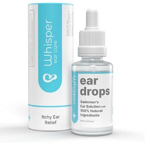 Whisper Ear Drops | USA | All Natural Swimmers Ear Drops for Adults with Itchy Ears | Swimmer's Ear Drops Combat Swimmers Ear with Acetic Acid Ear Drops