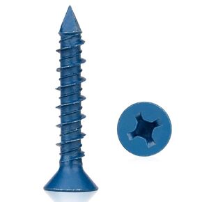 45 Packs, Concrete Screw Anchor, 1/4" x 1-1/4", Blue Flat Head Screws for Anchoring to Masonry, Brick, Block, Cement or Stucco