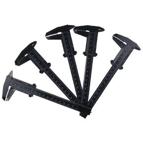 Mini Caliper 5PCS Black Durable 6Inch 150mm Plastic Vernier Caliper Convenient Double Scale (Metric/Inch) Sliding Gauge Ruler Student Office