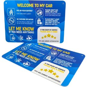 Rideshare Car Sign 2-Pack — Better Customer Relations, Higher Ratings and More Tips with Universal Sign, Accessory for Rideshare Drivers – 9" x 6" (Blue and Grey)