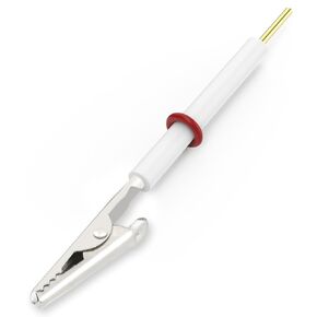 Electrode Holder, Multi-functional Electrode Clamps with Detachable Stainless Steel Gator Clip and PTFE Body Electrode clip for Electrochemical Experiments, 80 mm