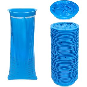 QWORK Blue Bags for Vomit, Odor Eliminating, 1000 ML Capacity, Twist-and-Secure Closure, 50 Pcs