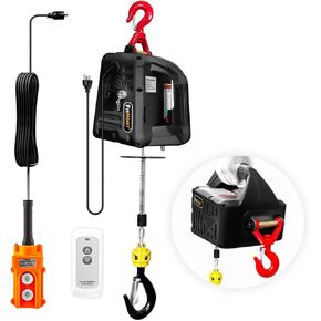 1100LBS Electric Hoist Winch 3-in-1 | 1500W Portable Manual, Wired & Wireless Remote Control | 16ft/min Vertical & Horizontal Lift | Overload Protection for Towing and Lifting