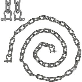 Pete's Marine, 14 In by 6 Foot, Anchor Chain with Bow Shackles, Premium Marine Grade 316 Stainless Steel (6, 14In In)