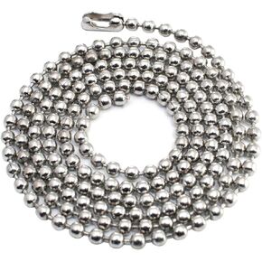 25pcs Nickel Plated Ball Chain Necklace,30 Inches Long 2.4mm Bead Size # 3 Metal Bead Steel Chain, Military Bead Chain, Dog Tag Necklace by Special100%