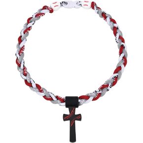 Baseball Necklaces for Boys, Baseball Necklace Three-Braid Rope Tornado Cross Necklace Sports Titanium Necklace Baseball Rope Necklace