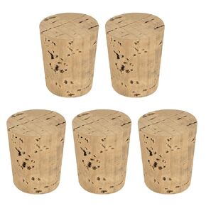 MECCANIXITY Tapered Cork, 33.3x26.9x38.1mm Natural Wooden Leakproof Soft Cork Stoppers for Wine Beer Bottle Crafts Corks Plug Replacement Laboratory Supplies, Dark Wood Color, Pack of 5