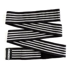 Contraband Black Label 1050 Knee Wraps with 3in EZ-Wrap Hook & Loop for Bodybuilding, Powerlifting, and Strongman (2 Meter Standard Length, 3-Stripe Medium (BLACK/WHITE))