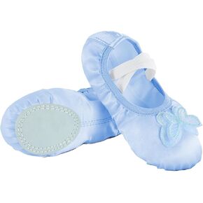 Phineein Enchanting Butterfly Ballet Shoes for Girls Ballerina Flats for Kids Dance - Soft Satin, Split Sole