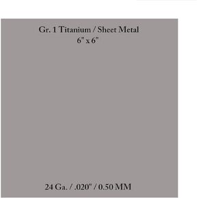 Titanium Sheet Metal Gr. One / 24 Ga 6" x 6" in Kuwait
