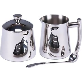 Frieling 18/10 Cream And Sugar Set - 10 Ounce - Brushed Stainless Steel - Stainless Steel Creamer - Sugar Creamer Set - Sugar Bowl With Lid