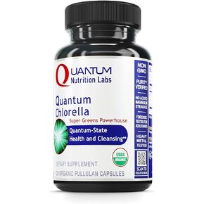 QNL Quantum Chlorella - Clean, Organic Chlorella Capsules - Health & Cleansing Support - Vegan, Kosher Chlorella Supplement - 120 Plant-Source Capsules