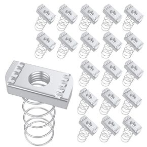40 Pcs 1/4"-20 Strut Channel Nuts,Carbon Steel Spring Strut Nuts for Strut Channel, Spring Nuts for Channel Struts, Dacromet Finish Excellent Rust