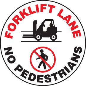 Accuform MFS747 Slip-Gard Adhesive Vinyl Round Floor Sign, Legend "Forklift Lane NO Pedestrians", 17" Diameter, Red/Black on White