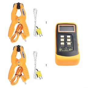 Dual Channel K Type Thermometer, Thermocouple Thermometer 6802 II LCD Display Thermometer with 2 Pipe Clamp Thermocouple Sensors